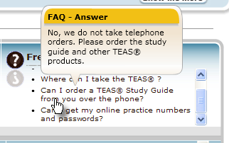 FAQs screenshot